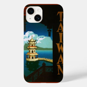 Coque Pour iPhone 14 Asie Vintage voyage, Taïwan Pagoda Tour Tirée