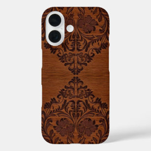 Coque Pour iPhone 16 Aspect Bois Brun Décoratif