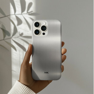 Coque Pour iPhone 14 Pro Aspect en acier inoxydable texturé métallique