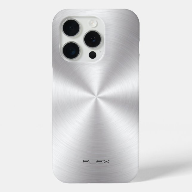 Coques Case-Mate iPhone Aspect en métal inoxydable brillant - Monogramme (Verso)