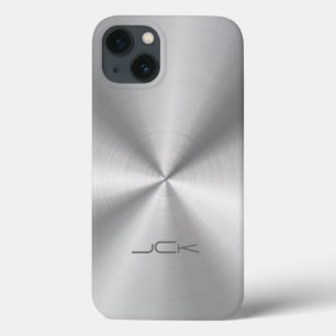 Coques Pour iPhone Aspect métallique en acier inoxydable gris-argent