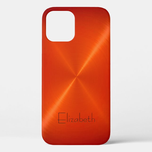 Coques Case-Mate iPhone Aspect métallique en acier inoxydable orange (Verso)