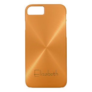 Coque iPhone 7 Aspect métallique en acier inoxydable orange