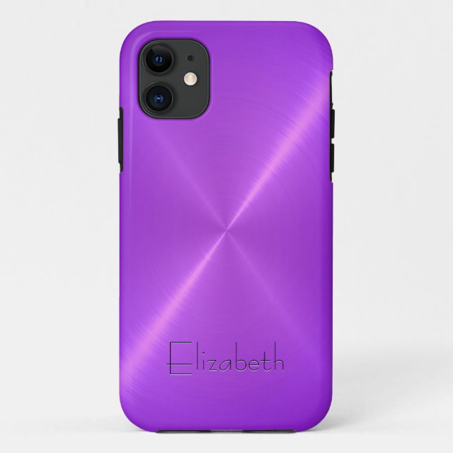 Coques Case-Mate iPhone Aspect métallique en acier inoxydable violet (Dos)