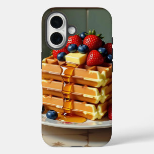 Coque Pour iPhone 16 Assiette Antique de Gaufres aux Fraises 