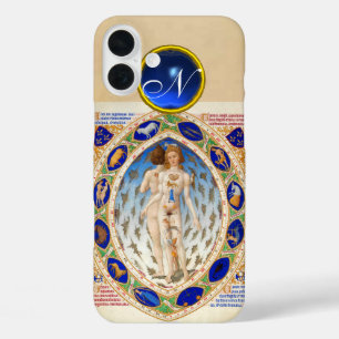 COQUES iPhone 16 PLUS ASTROLOGIE ANTIQUE, SIGNES ZODIAQUES MONOGRAMME BL