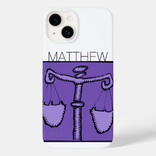 Coque Pour iPhone 14 Astrologie Zodiac Libra Signet Anniversaire Nom iP