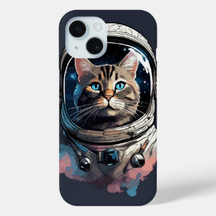 Coque Pour iPhone 15 Astronaut Chat Dans L'Espace Aquarelle Art