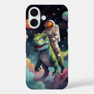 Coque Pour iPhone 16 Astronaute sur Dino dans l'espace