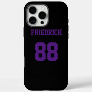 Coques iPhone 16 Pro Max Athlète noir et violet Cool
