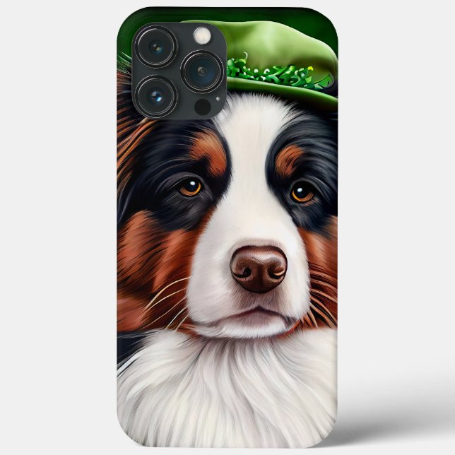 Coques Case-Mate iPhone Australian Shepherd dog en tenue de St. Patrick's  (Verso)