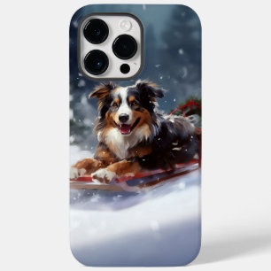 Coque Pour Pour iPhone 14 Pro Max Australian Shepherd hiver neige de Noël