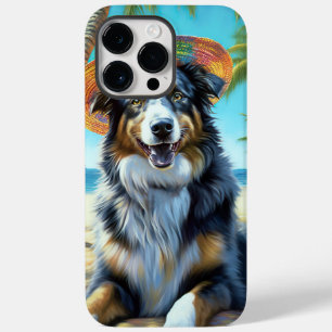 Coque Pour Pour iPhone 14 Pro Max Australian Shepherd On Beach amoureux des chiens c