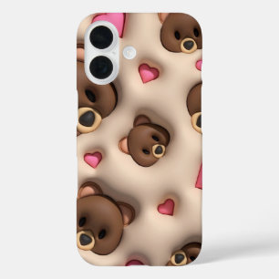 Coque Pour iPhone 16 Autocollant iPhone Cœur Ourson Mignon