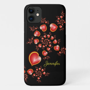 Case-Mate iPhone Case Avec beaucoup d'amour Rouge Jaune Coeurs Fractal A