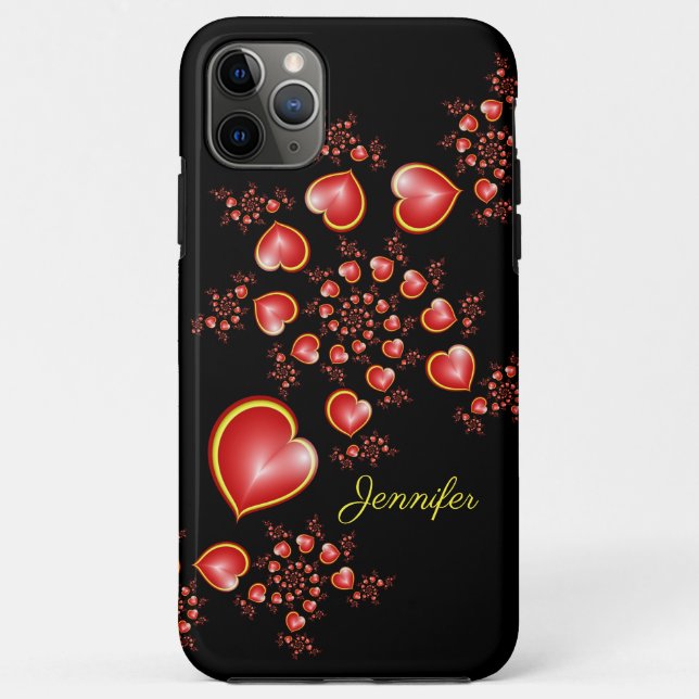 Coques Case-Mate iPhone Avec beaucoup d'amour Rouge Jaune Coeurs Fractal A (Dos)