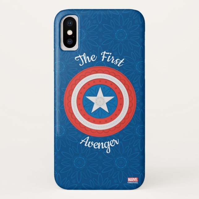Coques Case-Mate iPhone Avengers | Logo Captain America Floral (Dos)