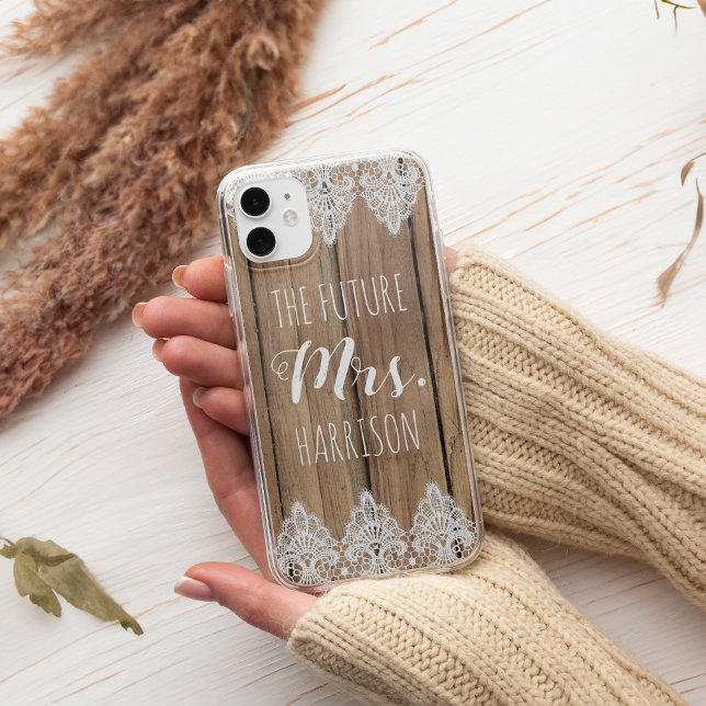 Coques Case-Mate iPhone Avenir rustique Mme Fiançailles Barn Wood et dente (Créateur téléchargé)