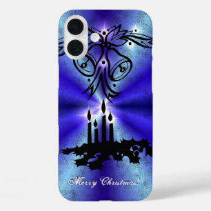 Coques iPhone 16 Plus Avent, Artdeco de Noël sur bleu vert arc-en-ciel