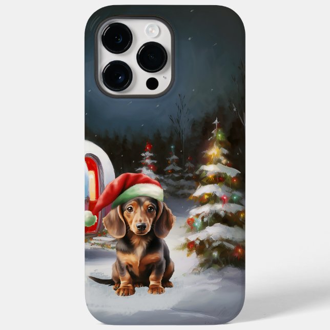Coques Case-Mate iPhone Aventure de Noël de la caravane du teckel d'hiver (Verso)