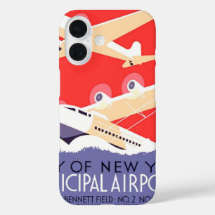 Coque Pour iPhone 16 Avion en vol vintage WPA coloré