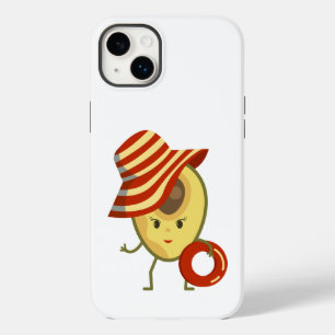 Coque Pour iPhone 14 Plus Avocado beach girl avec casquette de soleil et ann
