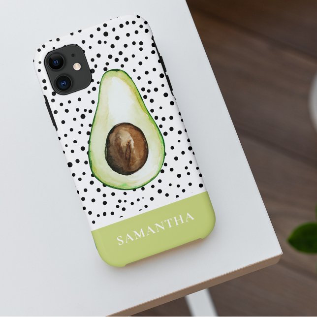 Coques Case-Mate iPhone Avocado vert moderne Nom personnalisé (Créateur téléchargé)