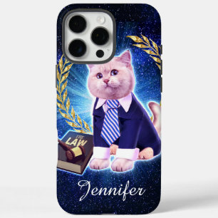 Coques iPhone 16 Pro Max Avocat de chat dans l'espace