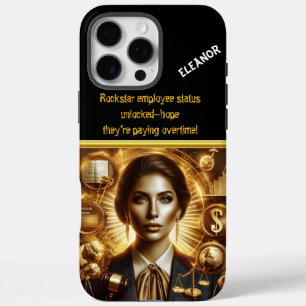 Coques iPhone 16 Pro Max Avocat habilité au milieu de symboles dorés