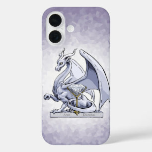 Coque Pour iPhone 16 Avril Birthstone Dragon : Diamond Coque-Mate iPhon