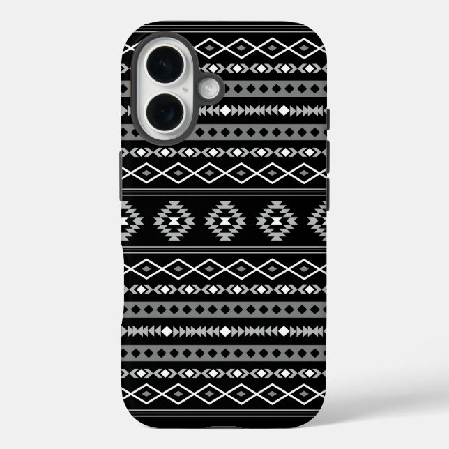 Coques Case-Mate iPhone Aztec blanc gris noir Motifs mélangés Motif (Verso)