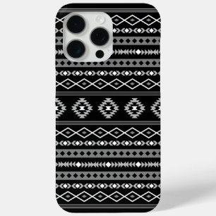 Coque iPhone 15 Pro Max Aztec blanc gris noir Motifs mélangés Motif