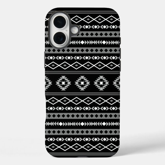 Coques Case-Mate iPhone Aztec blanc gris noir Motifs mélangés Motif (Verso)