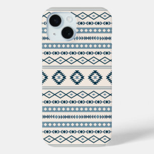 Coque Pour iPhone 15 Aztec Blues Cream Mixte Motifs Motif