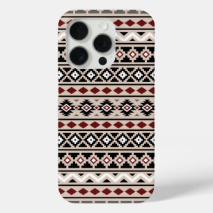 Coque iPhone 15 Pro Aztec Essence II Ptn noir blanc gris rouge