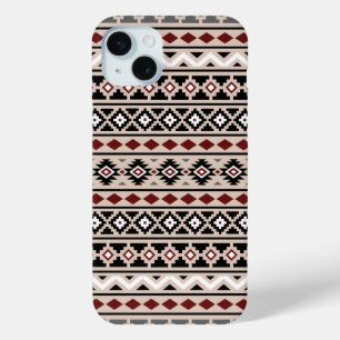Coque iPhone 15 Mini Aztec Essence II Ptn noir blanc gris rouge