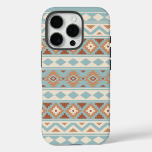 Coques iPhone 16 Pro Aztec Essence Ptn IIIb Blue Cream Terracottas