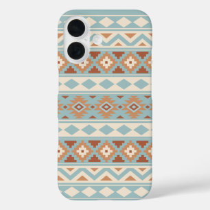 Coque Pour iPhone 16 Aztec Essence Ptn IIIb Blue Cream Terracottas