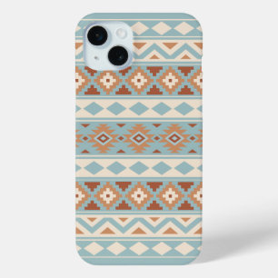 Coque iPhone 15 Mini Aztec Essence Ptn IIIb Blue Cream Terracottas