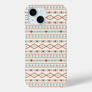 Coque Pour iPhone 15 Aztec Formes Motif rouille crème Turquoise
