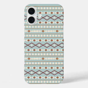 Coques iPhone 16 Plus Aztec Formes Motif Rusts Crème Turquoise-Bleu