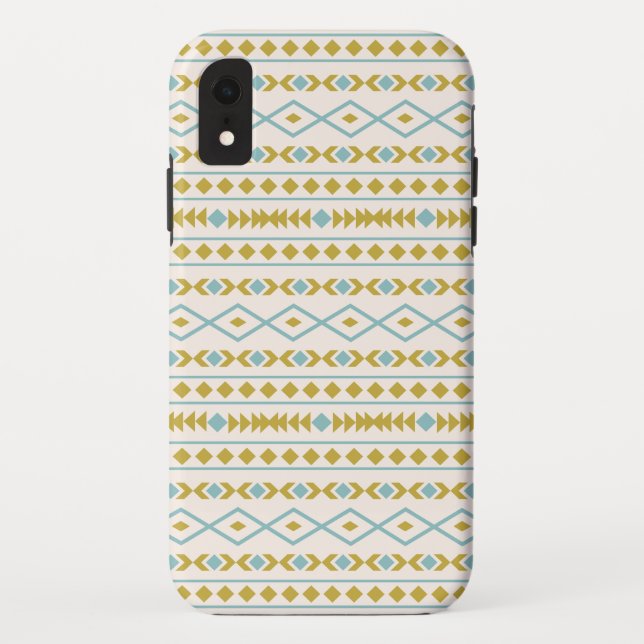 Coques Case-Mate iPhone Aztec Formes Motif Turquoise Gold Cream (Dos)