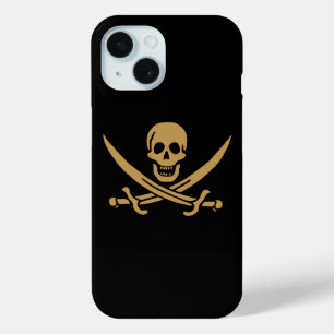 Coque Pour iPhone 15 Aztec Gold Crâne et cutlass Pirate Calico Jack