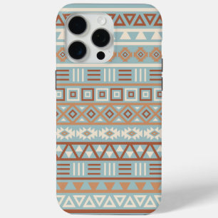 Coque iPhone 15 Pro Max Aztec Influence Motif Crème Bleue Terracottas