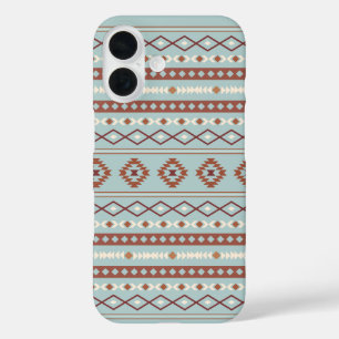 Coque Pour iPhone 16 Aztec Mixte Motif Motif Rusts Crème Bleu