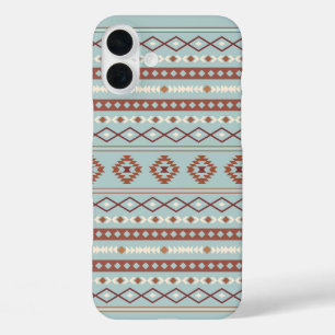 Coques iPhone 16 Plus Aztec Mixte Motif Motif Rusts Crème Bleu