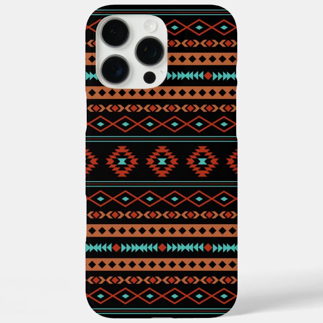 Coques Case-Mate iPhone Aztec Rusts Turquoise Noir Motifs mélangés Motif (Verso)
