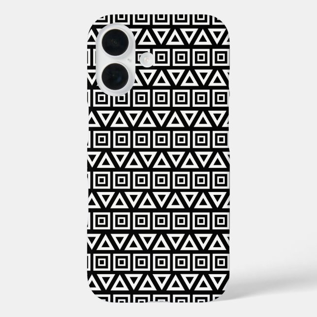Coques Case-Mate iPhone Aztec Triangles+Motif Carré blanc sur noir (Verso)