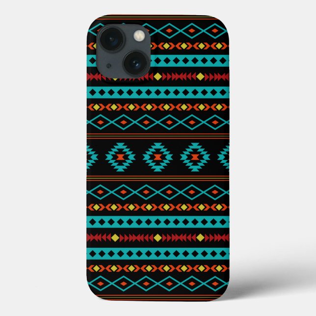 Coques Case-Mate iPhone Aztec Turquoise Rouges Jaune Noir Mixte Motifs Mot (Verso)