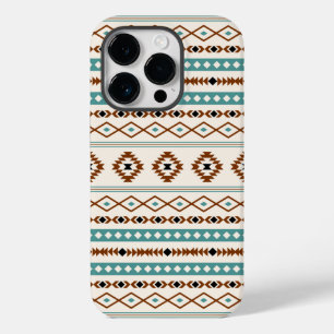 Coque Pour iPhone 14 Pro Aztec Turquoise Terracotta Crème Noire Mixte Motif
